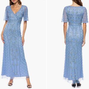 MARINA Elegant Blue Maxi Dress with Sparkling Details